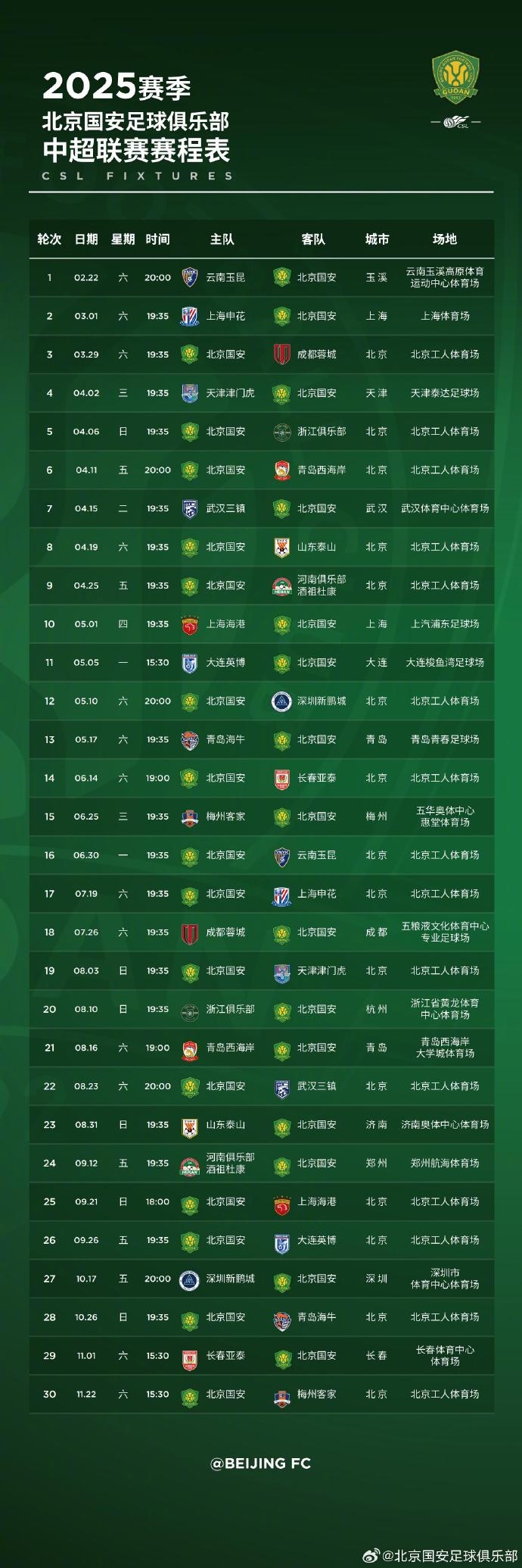2025賽季中超賽程（北京國安純享版） 新賽季，91视频WWW免费观看一起戰鬥！